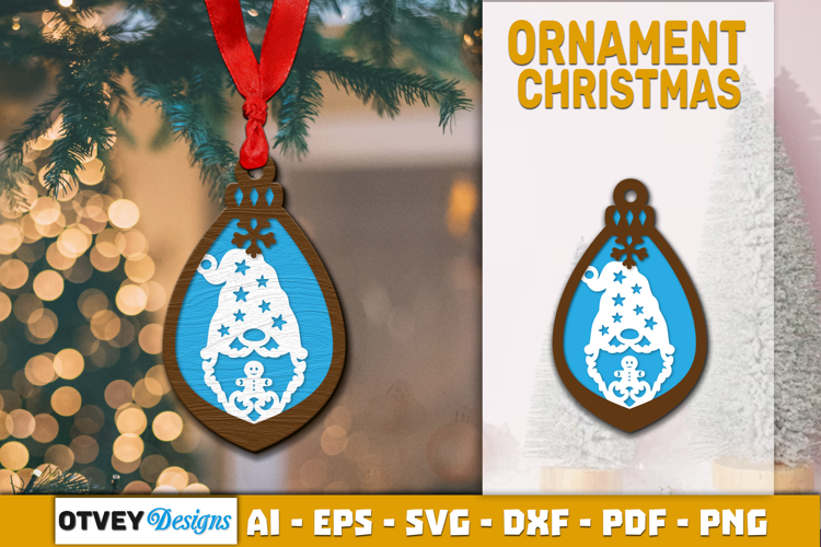 Christmas Gnome Ornament Laser Cut