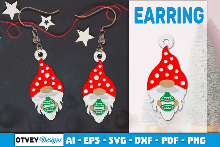 Christmas Gnome Earrings Lasercut