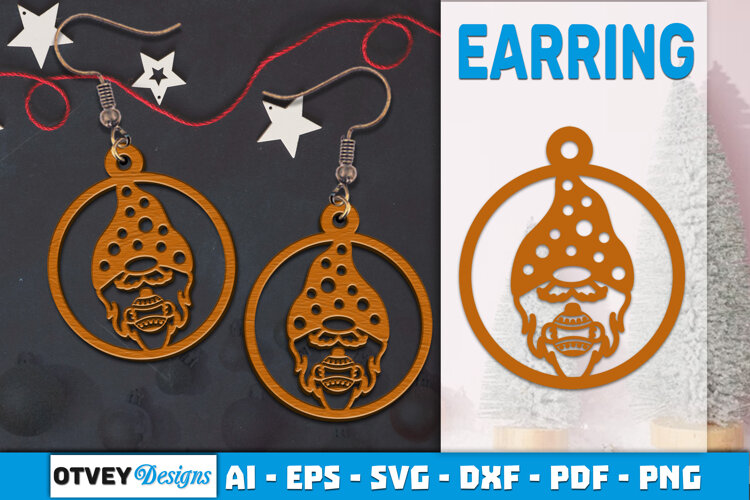 Christmas Gnome Earrings Lasercut example image 1
