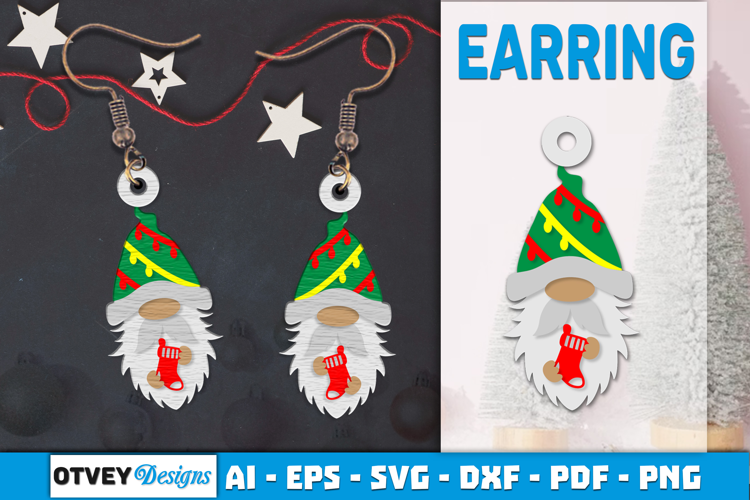 Christmas Gnome Earrings Lasercut
