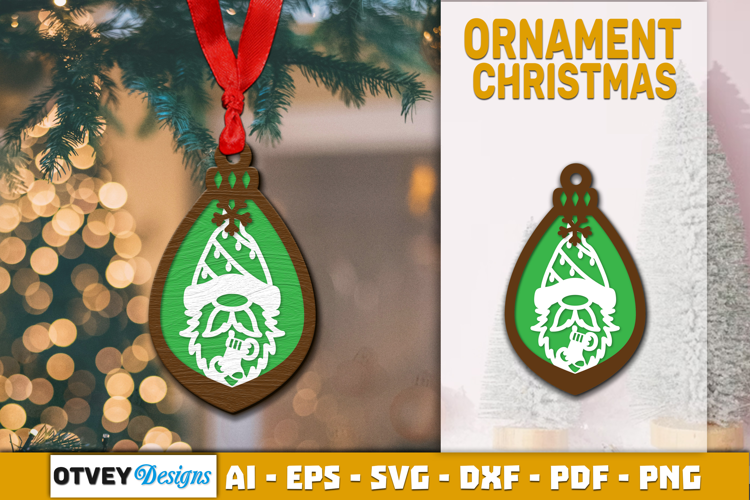 Christmas Gnome Ornament Laser Cut