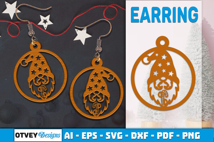 Christmas Gnome Earrings Lasercut example image 1