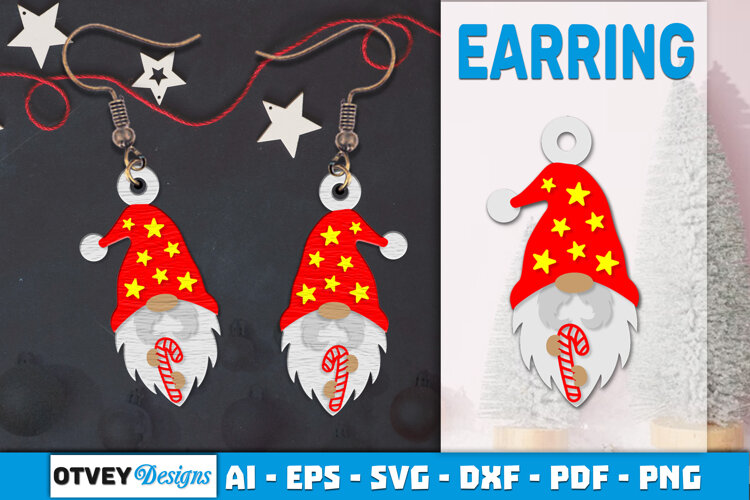 Christmas Gnome Earrings Lasercut example image 1