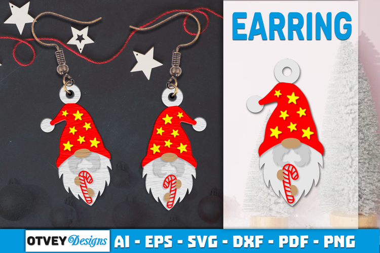 Christmas Gnome Earrings Lasercut