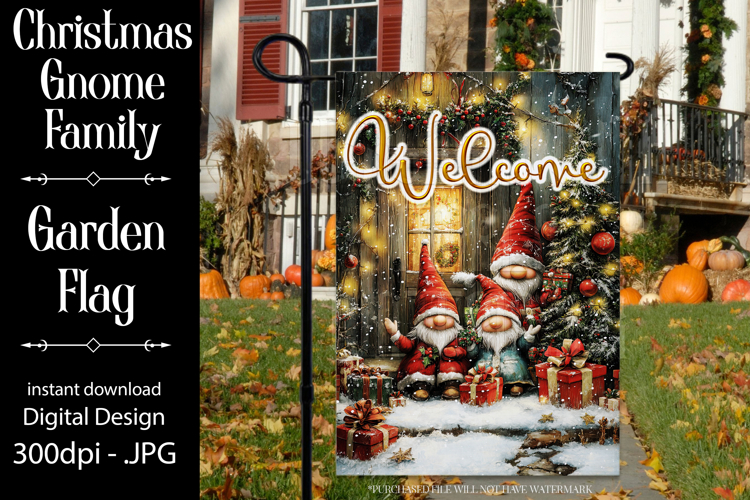 Christmas Gnome Family Garden Flag, Gnome Garden Flag, d10
