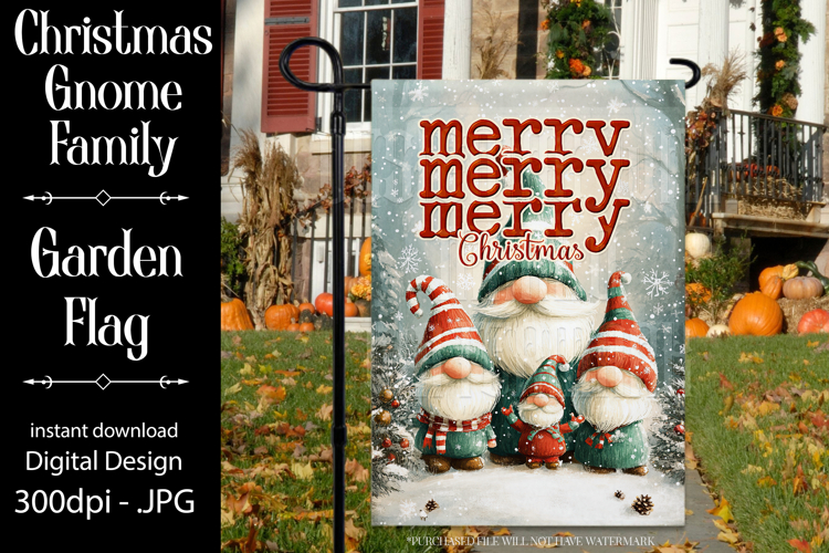 Christmas Gnome Family Garden Flag, Gnome Garden Flag, d2