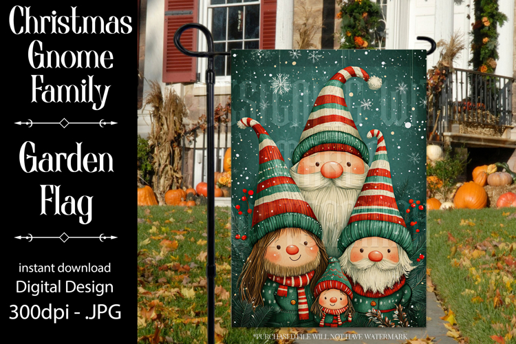 Christmas Gnome Family Garden Flag, Gnome Garden Flag, d4