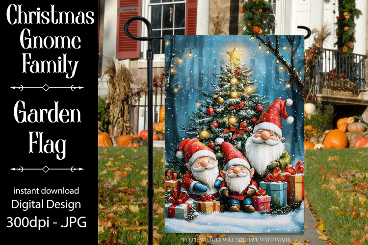 Christmas Gnome Family Garden Flag, Gnome Garden Flag, d6