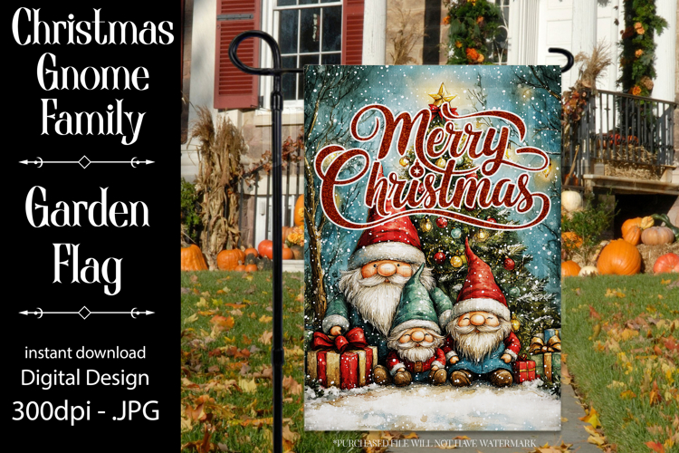 Christmas Gnome Family Garden Flag, Gnome Garden Flag, d8