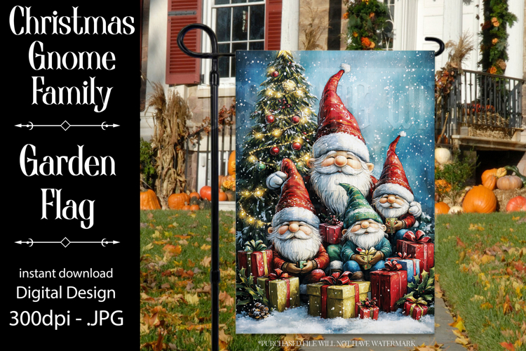 Christmas Gnome Family Garden Flag, Gnome Garden Flag, d9