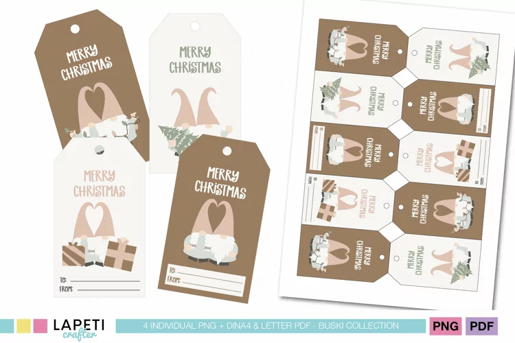 Christmas Gnome Gift Tag | Printable Holiday Name Labels