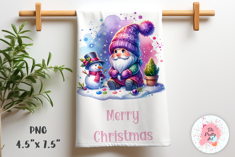 Christmas Gnome Kitchen Towel Sublimation Design PNG