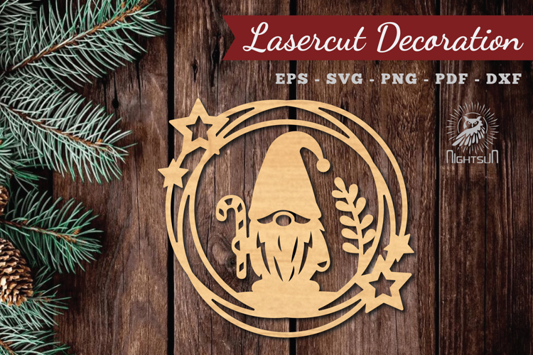 Christmas Gnome Laser Cut Round SVG