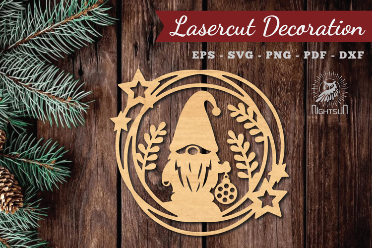 Christmas Gnome Laser Cut Round SVG