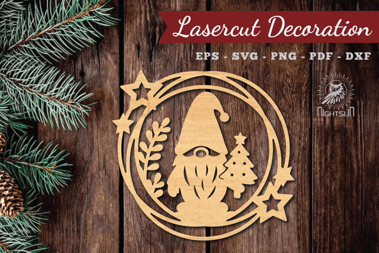 Christmas Gnome Laser Cut Round SVG