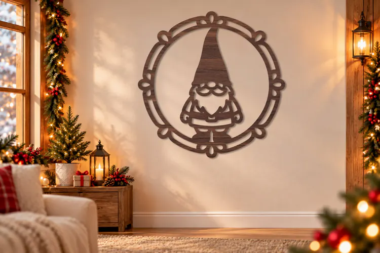 Christmas Gnome Laser Cut Wall Art