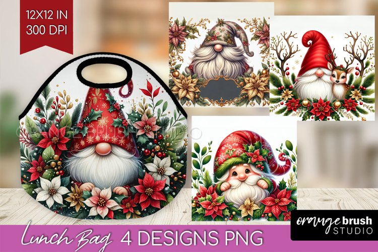 Christmas Gnome Lunch Bag - Cute Gnome Lunch Bug PNG example image 1