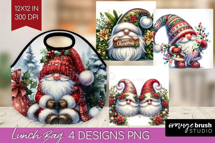 Christmas Gnome Lunch Bag - Cute Gnome Lunch Bug PNG example image 1