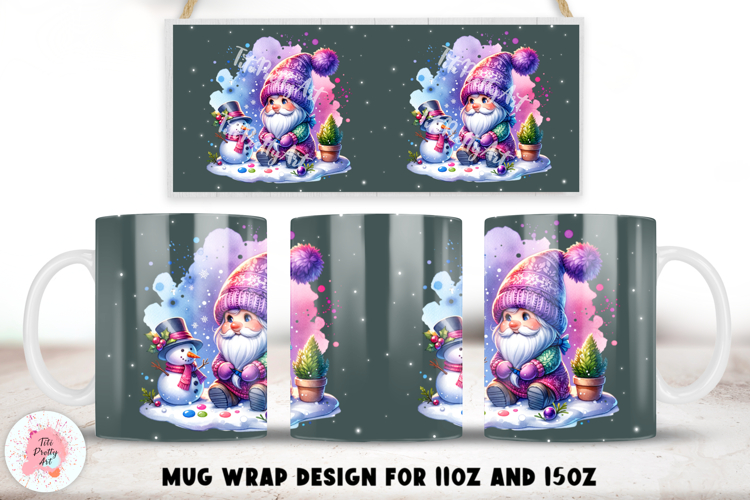 Christmas Gnome Mug Wrap Sublimation For 11oz and 15oz