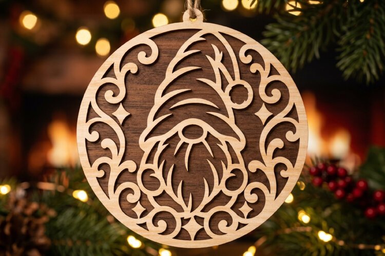 Christmas Gnome Ornament Laser Cut example image 1