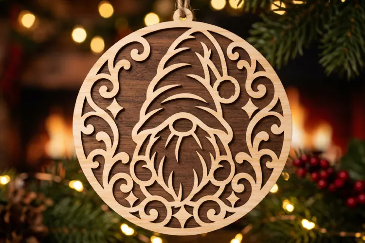 Christmas Gnome Ornament Laser Cut