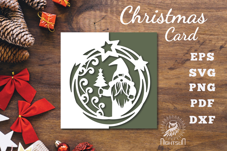 Christmas Gnome Papercut Card SVG