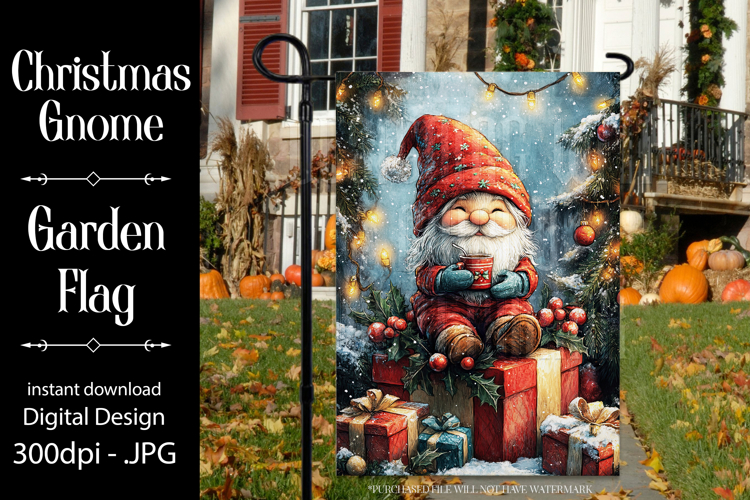 Christmas Gnome Garden Flag, Gnome Presents Garden Flag, d10