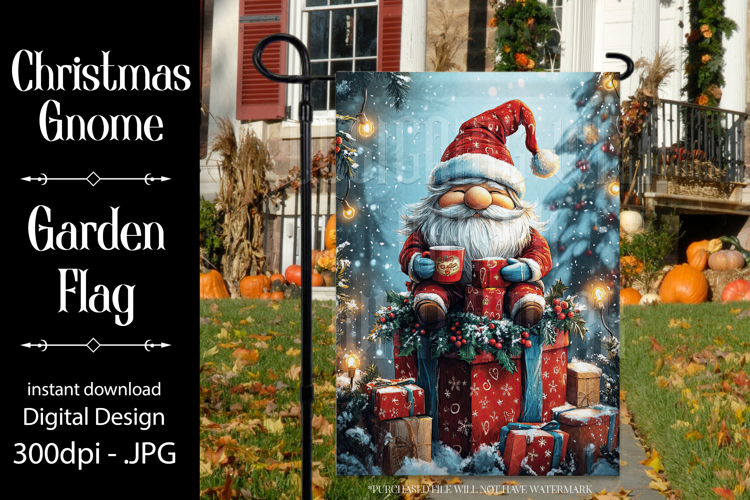 Christmas Gnome Garden Flag, Gnome Presents Garden Flag, d11