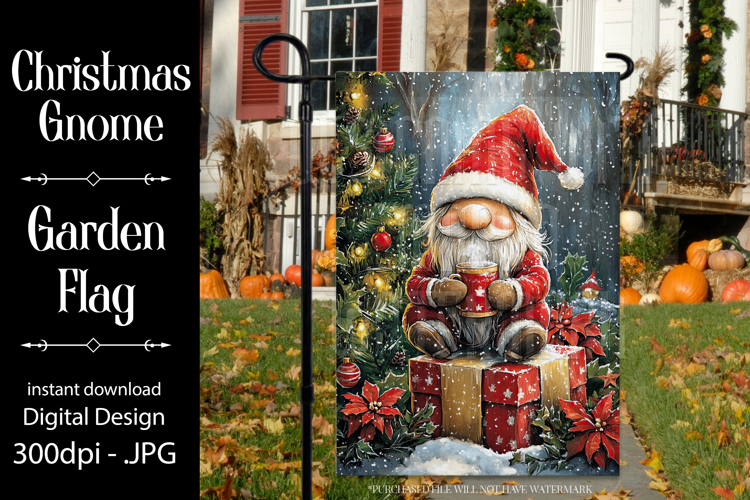 Christmas Gnome Garden Flag, Gnome Presents Garden Flag, d12
