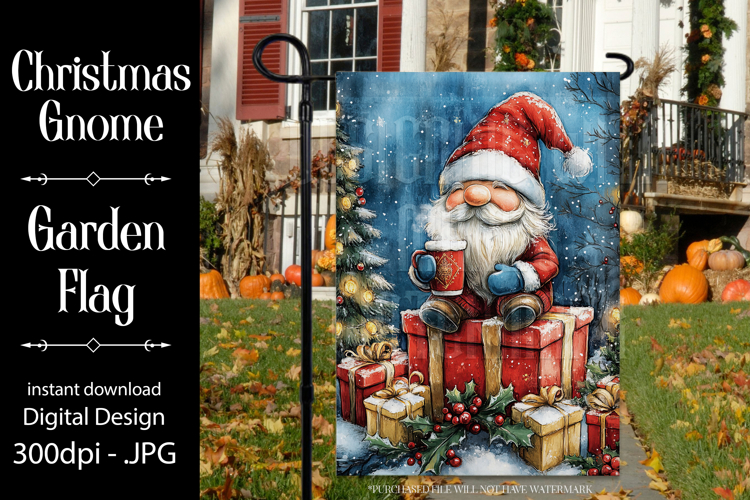 Christmas Gnome Garden Flag, Gnome Presents Garden Flag, d13