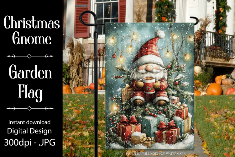 Christmas Gnome Garden Flag, Gnome Presents Garden Flag, d14