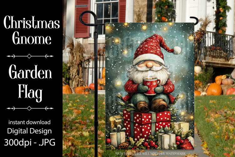 Christmas Gnome Garden Flag, Gnome Presents Garden Flag, d15