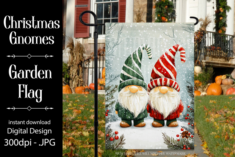 Christmas Gnomes Garden Flag, Gnome Friends Garden Flag, d1