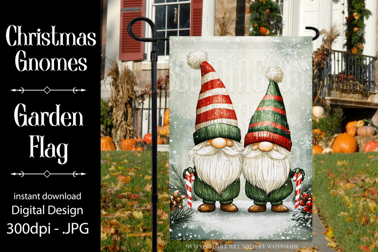Christmas Gnomes Garden Flag, Gnome Friends Garden Flag, d2
