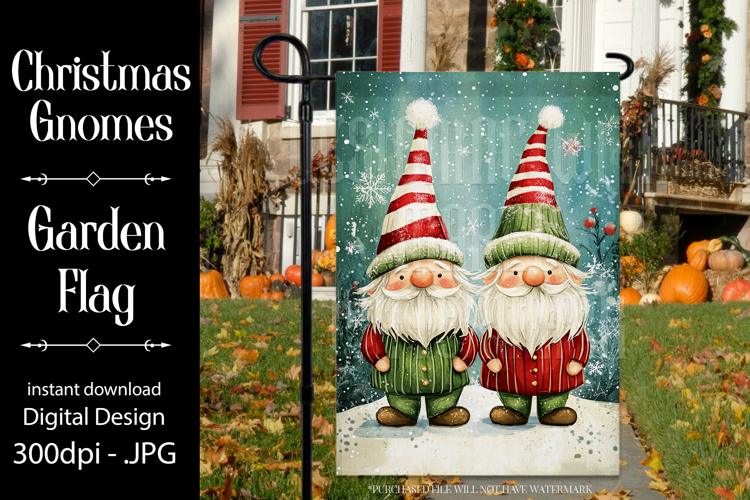Christmas Gnomes Garden Flag, Gnome Friends Garden Flag, d3