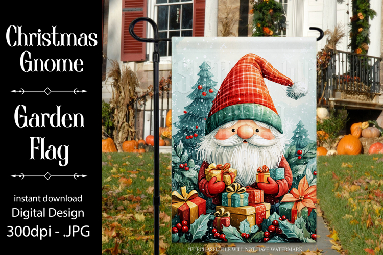 Christmas Gnome Garden Flag, Gnome Presents Garden Flag, d2