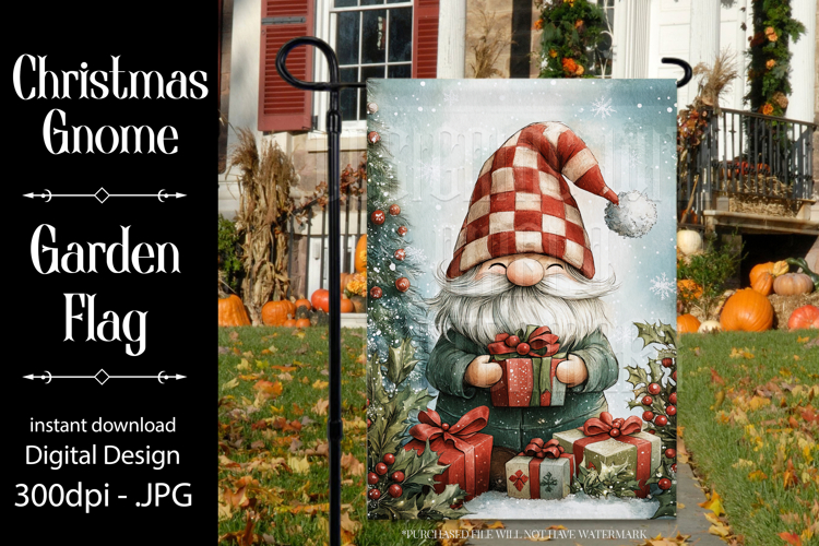 Christmas Gnome Garden Flag, Gnome Presents Garden Flag, d5