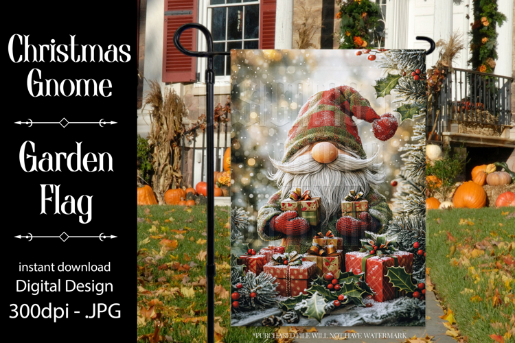 Christmas Gnome Garden Flag, Gnome Presents Garden Flag, d6
