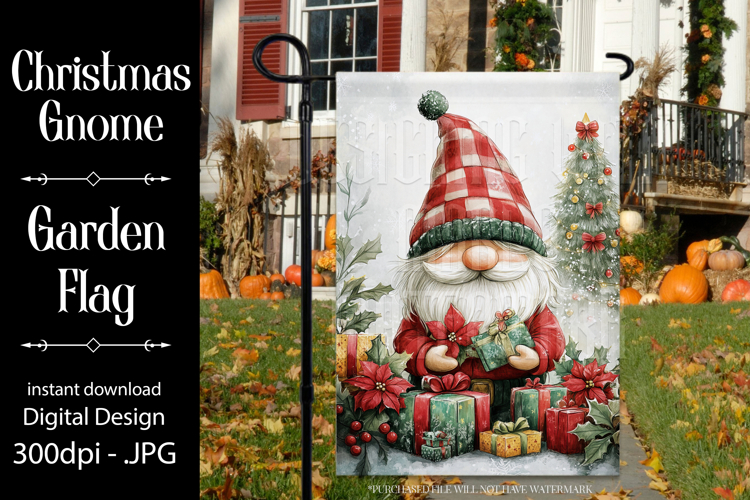 Christmas Gnome Garden Flag, Gnome Presents Garden Flag, d7