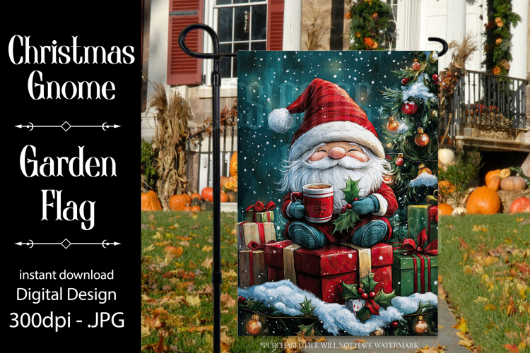 Christmas Gnome Garden Flag, Gnome Presents Garden Flag, d9