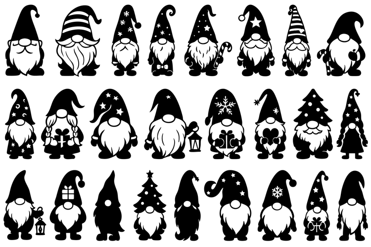 Christmas Gnome Silhouettes SVG Bundle - 26 Designs
