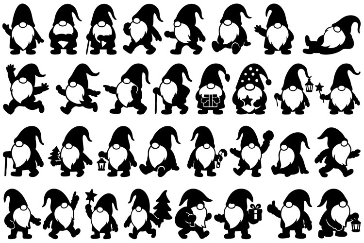 Christmas Gnome Silhouettes SVG Bundle - 33 Designs example image 1