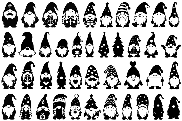 Gnome Silhouettes SVG and PNG Clipart Bundle - 43 Designs
