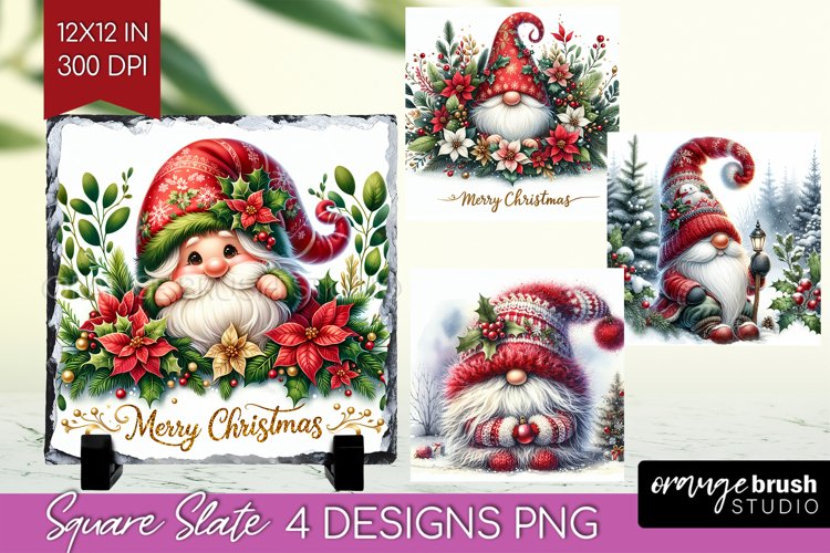 Christmas Gnome Slate PNG - Cute Gnome Square Slate