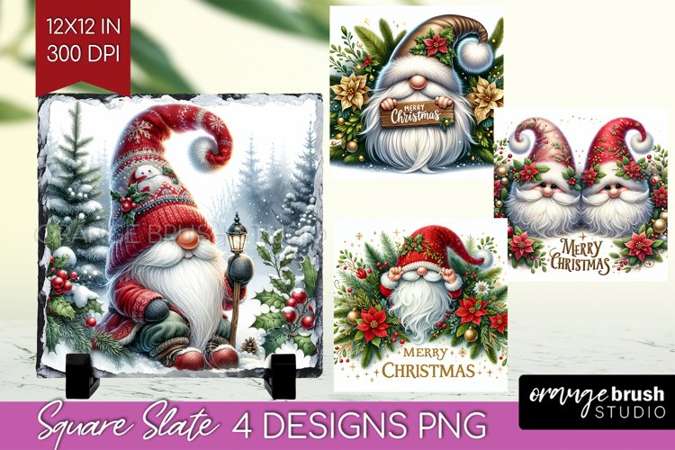 Christmas Gnome Slate PNG - Cute Gnome Square Slate