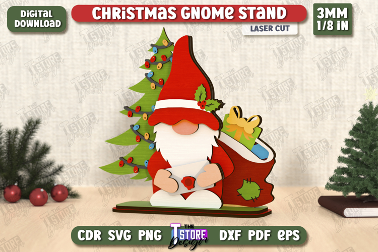 Christmas Gnome Laser Cut | Table Statuette | Holiday | CNC