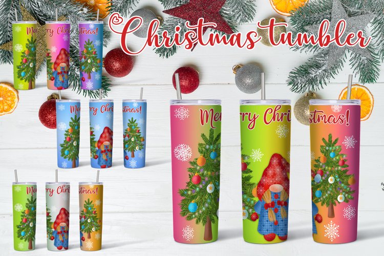 Christmas gnome tumbler sublimation | Christmas tumbler wrap example image 1