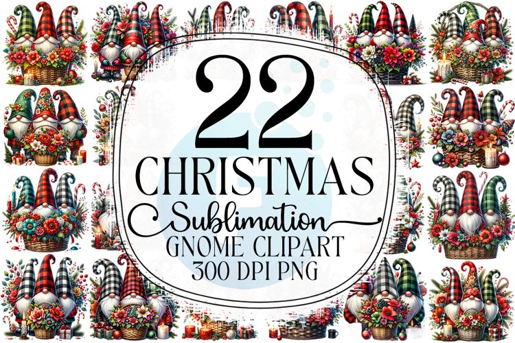 Christmas Gnome Sublimation - Clipart PNG Bundle