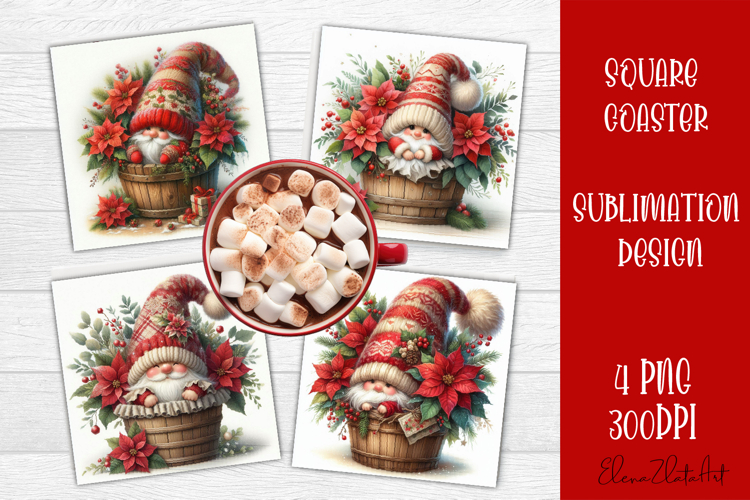 Christmas Gnome Sublimation Coaster Design