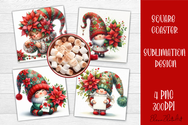 Christmas Gnome Sublimation Coaster Design